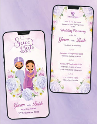 Purple Flower Themed Save the Date | W-254