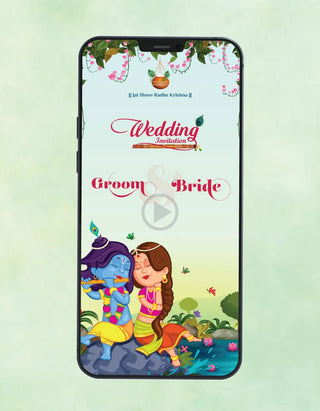 Radha Krishna Theme Wedding Invitation Video | W-250-V