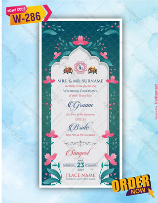 Radha Krishna Wedding Invitation | W-286