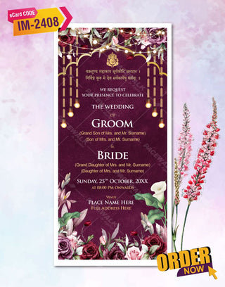 Rose Theme Wedding Invitation Card | IM-2408