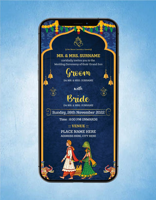 Royal Elephant Wedding Invitation Card | W-130