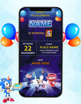 Sonic The Hedgehog Birthday Invitation Card | IM-2525