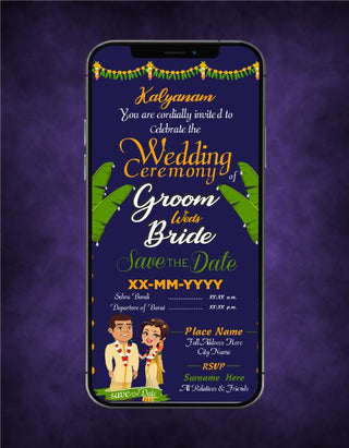 South Indian Wedding Invitation Cards | W-58