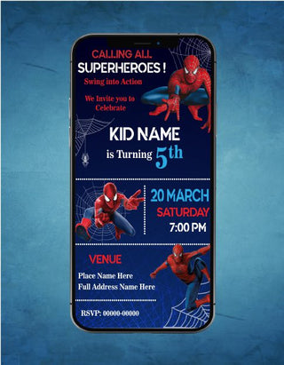 Spiderman Birthday Invitation Card | B-23