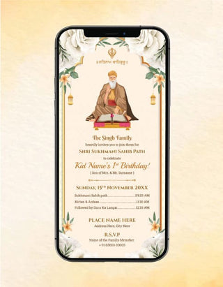 Sukhmani Sahib Path 1st Birthday Invitation Card | IM-2109