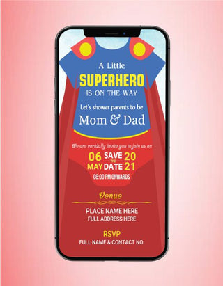 Superhero Baby Shower Invitation Card | BS-02