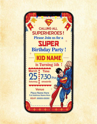 Superman Birthday Party Invitation Card | B-24