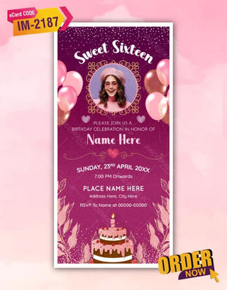 Sweet Sixteen Invitation Card