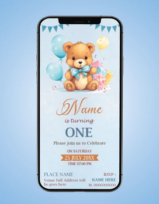 Teddy Bear Birthday Invitation Card | IM-2598