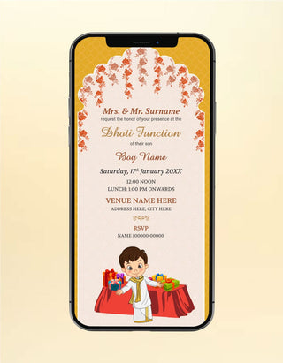 Traditional Dhoti Ceremony Invitation Card | DC-04