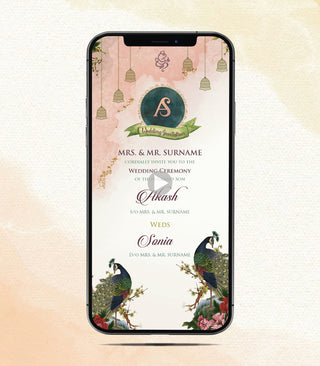 Traditional Peacock Theme Wedding Invitation Video | W-331-V