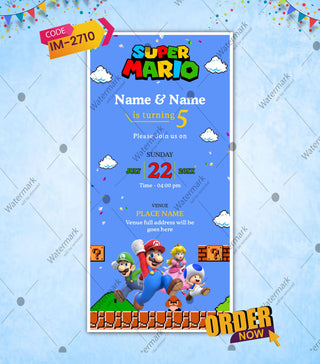 Twin Super Mario and Luigi Birthday Invitation