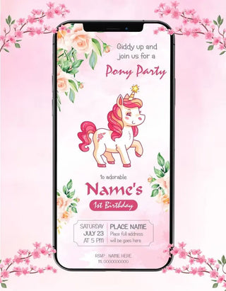 Unicorn Little Pony Theme Birthday Invitation | IM-2588