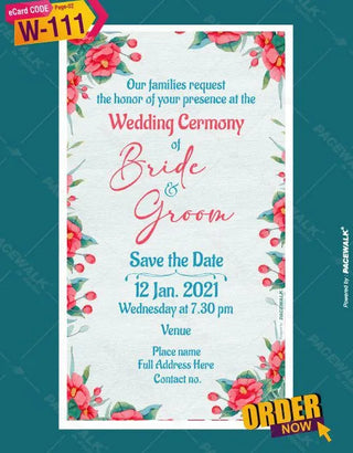 Floral Wedding Invitation Card | W-111