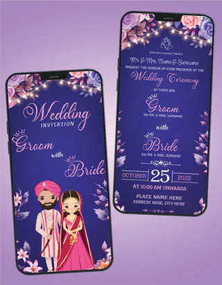 Punjabi Floral Wedding Invitation | W-141