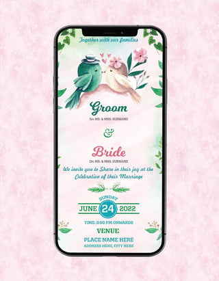 Watercolor Birds Wedding Invitation | W-144