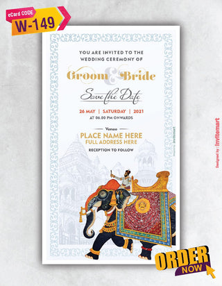 Mughal Elephant Wedding Invitation | W-149