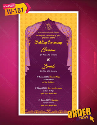 Hindu Traditional Wedding Invitation | W-151