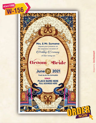 Indian Mughal Wedding Card Invitation | W-156