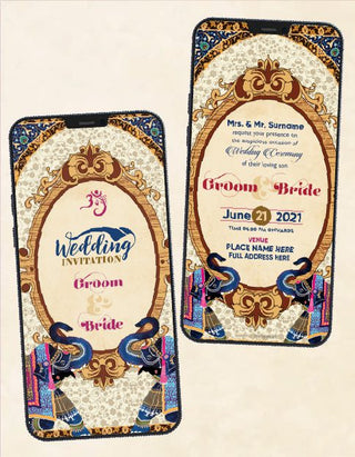 Indian Mughal Wedding Card Invitation | W-156