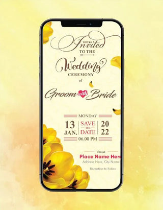 Yellow floral Wedding Invitation | W-160