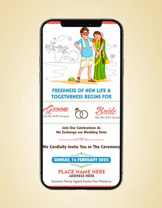 Funny South Indian Wedding Card | W-173