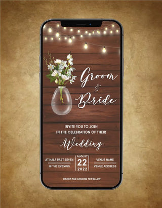 Rustic Mason Jar Wedding Invitation | W-184