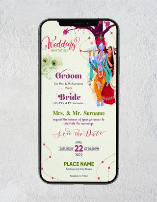 Radhe Krishna Wedding Invitation | W-185