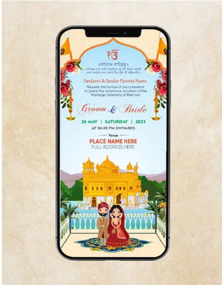 Punjabi Traditional Wedding Invitation Card | W-188