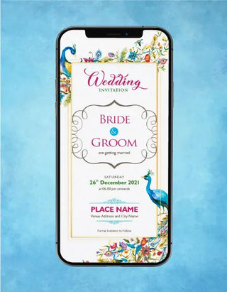 Elegant Indian Peacock Wedding invitation | W-198