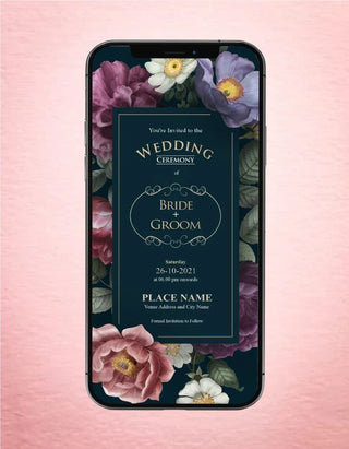 Floral Wedding Invitation Cards | W-200