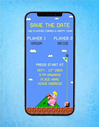 Super Mario Themed Wedding Invitation | W-202