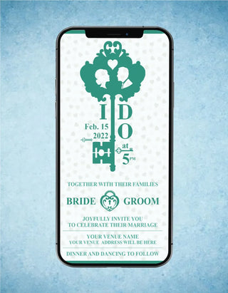 Lock And Key Theme Wedding Invitation | W-211