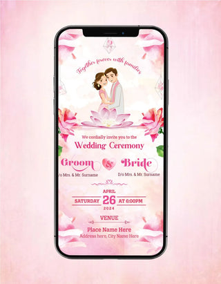 Beautiful Floral Wedding Invitation eCards | W-214