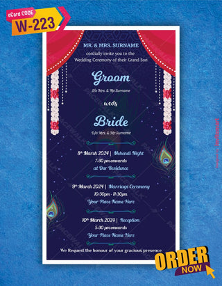 Radha Krishna Theme Wedding Invitation | W-223