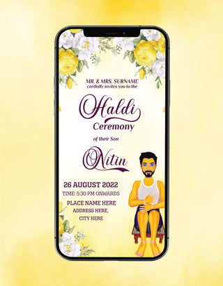 Haldi Ceremony Invitation Card For Groom | W-227