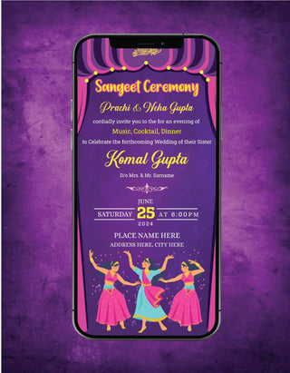 Beautiful Sangeet Ceremony Invitation Ecard | W-230