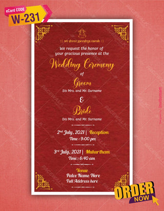 South Indian Cartoon Wedding Invitation | W-231