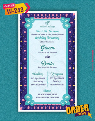 Cute Couple Wedding Invitation | W-243