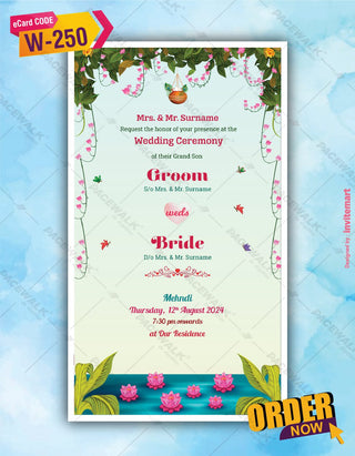 Little Radha Krishna Theme Wedding Card | W-250