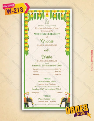 Cute Bride And Groom Wedding Invitation | W-278