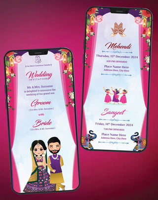 Multiple Events Wedding Invite PDF Card | W-290