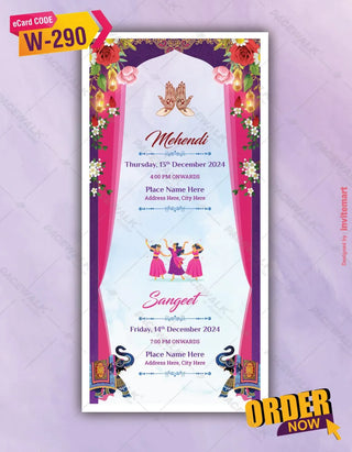 Multiple Events Wedding Invite PDF Card | W-290