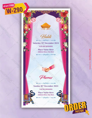 Multiple Events Wedding Invite PDF Card | W-290