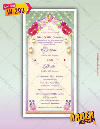 Floral Wedding Invitation Templates | W-293