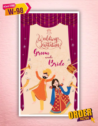 Bhangra Theme Wedding Invitation | W-98