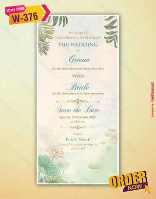 Watercolor Floral Wedding Invitation | W-376