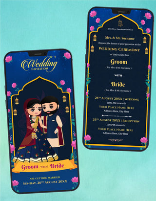 Wedding Indian Cartoon Invitation | W-501