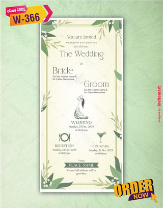 Wedding And Reception Invitation Card