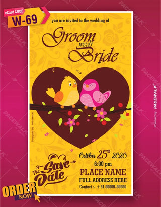 Wedding Invitation eCard Bird Theme 